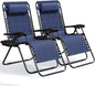 Nestl Zero Gravity Chairs Set of 2, Patio Lounge Chair Outdoor with Pillows & Cup Holder Trays, Adjustable Steel Mesh Reclining Camping Chair, Folding Patio Lawn Chair for Deck, Beach, Yard - Blue