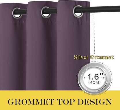 NICETOWN Patio Door Curtain 84 inches Long, Grommet Room Divider Curtain Panel Thermal Insulated Room Darkening for Bedroom/Office, Plum, W100 x L84, 1 Panel
