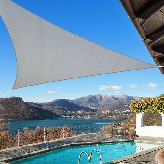 KANAGAWA Sun Shade Sail 12'x12'x17' Gray Triangle UV Block Canopy Awning Shelter Fabric Cloth Screen for Outdoor Patio Garden Backyard