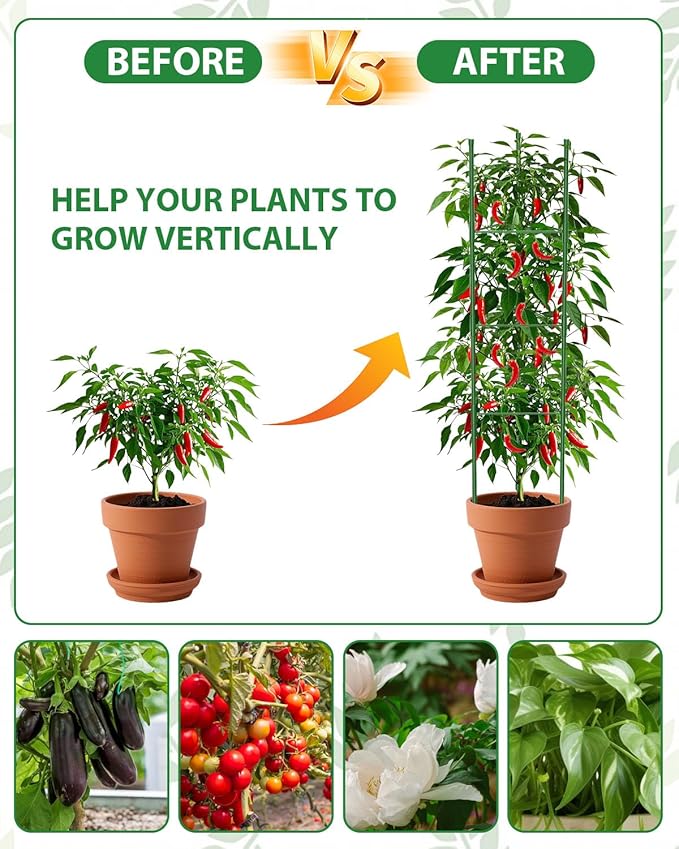 3 Pack Tomato Cages for Garden, 51in*13in Adjustable Tomatoes Plant Stakes Support Cages Trellis, Garden Trellis for Vegetable Flowers Fruits Climbing Plants- 20 Binding Wires Included
