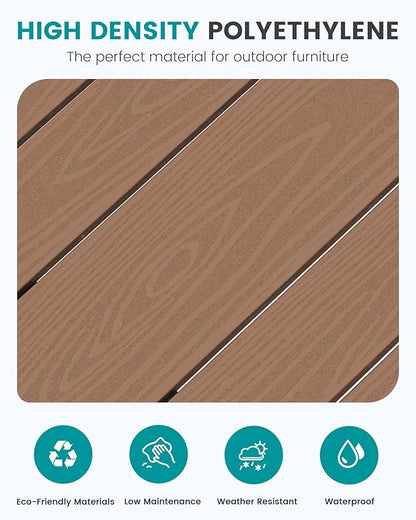 SERWALL 41" Outdoor Bar Table, All Weather HDPE Patio Bar Counter Height Table, Rectangle Patio Bar Table for Outside, Garden, Backyard, Balcony, Poolside, Brown