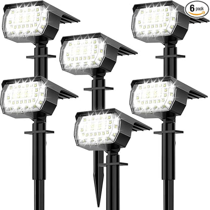 Solar Spot Lights Outdoor, [57 LED/6 Pack] Solar Lights Outdoor IP65 Waterproof, 3 Modes Solar Powered Landscape Spotlights for Garden Yard Outside Patio Pathway Pool(Cold White)