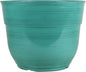 Garden Elements Indoor/Outdoor Glazed Brushed Happy Plastic Planter, Large, Dark Aqua, 15"