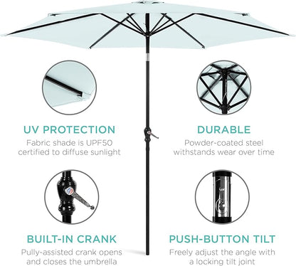 Best Choice Products 10ft Outdoor Table Compatible Steel Polyester Market Patio Umbrella w/Crank and Easy Push Button Tilt