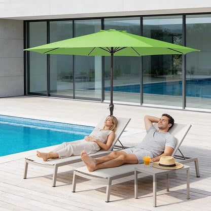MEWAY 12ft Patio Umbrella Outdoor Table Umbrellas with Crank, Market Umbrella 8 Sturdy Ribs for Deck, Garden, Pool and Backyard, Grass Green