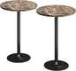 Flamaker Round Bistro Pub Table Modern Style Metal Base MDF Top Cocktail Bar Table Counter Bar Height for Pub, Dining Room, Party (2, Marble-Black)