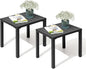Crestlive Products Outdoor Side Table Set of 2, Aluminum Rectangular Side/End Table, Small Patio Coffee Bistro Table for Outdoor Indoor (Black)
