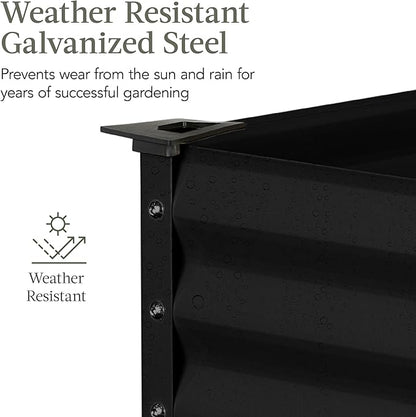Best Choice Products 48x24x30in Galvanized Raised Garden Bed, Metal Elevated Planter Box, Vegetable Garden for Backyard, Patio, Balcony - Black