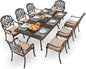 9-Piece Cast Aluminum Patio Furniture, Outdoor Dining Sets for 8 Include 87" Rectangular Patio Dining Table and 8 Stackable Chairs with Cushions & Umbrella Hole (Bronze)