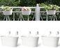 Dahey 3 Pcs 10.5 Inch Metal Iron Hanging Flower Pots for Railing Fence Hanging Bucket Pots Countryside Style Window Flower Plant Holder with Detachable Hooks Home Decor,White