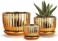 Ton Sin Gold Plant Pots,4.1+5.1+6.5 Inch Ceramic Succulent Planters Set of 3 Mini Indoor Flower Pot with Drainage,Handmade Decorative Ceramic Orchid and Herb Pots(Gold)
