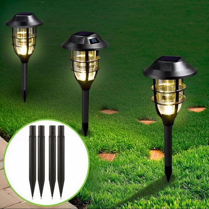 8.25" Reinforced ABS Plastic Solar Ground Spikes - Durable Solar Light Replacement Stakes for Garden, Pathway, Deck, Camping, Christmas Lights (Fits 0.83" Inside Diameter) (Black-4 Pack)