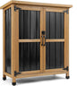 PetsCosset Weatherproof Outdoor Storage Cabinet with Lockable Doors, Wood & Metal Garden Storage Shed Patio Storage Box for Tools & Lawn Equipment, Pool Accessories