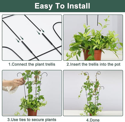 Coomin 23in Taller Plant Trellis for Climbing Plants Indoor, 4P Sturdy Houseplant Trellis for Potted Plants with Ties, Vine Plant Support for Monstera Pothos Ivy, Plant Decor