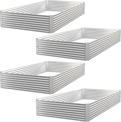 4 Pack Raised Beds for Gardening, Corrugated Galvanized Steel Raised Garden Bed, Outdoor Metal Above Ground Garden Bed for Vegetables and Flowers-4x2FT(Rectangular)