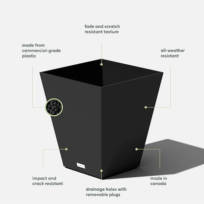 Veradek Pure Series Nobleton Plastic Planter - Large Pots for Indoor or Outdoor Porch/Patio | Durable All-Weather Use with Drainage Holes | Modern Planter Décor for Flowers, Shrubs, Trees