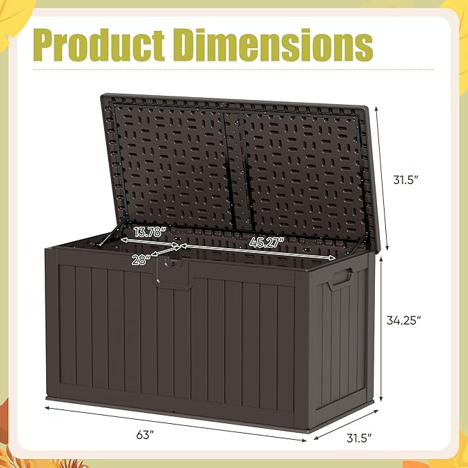 Deck Box, 240 Gallon Lockable Outdoor Storage in Brown