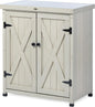HABAU Outdoor Storage Cabinets Weatherproof for Patio, Garden Work Bench with Shelves & Metal Tabletop, Wooden Potting Table Workstation
