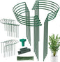 24 Pack Plant Support Stake, Half Round Metal Garden Plant Stake, Green Plant Support Ring, Border Support with Plant Lables & Plant Clips for Outdoor Indoor Plants, Vegetable, Flowers