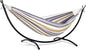 SUNCREAT 2 Person Hammock with Stand, Heavy Duty Free Standing Hammock with Stand Included, Coffee Stripes
