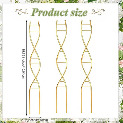 3 Pcs 15.75 Inch Indoor Plant Trellis for Potted Plants Small Climbing Plant Trellis for Pots with Unique DNA Spiral Design for Vine Plants, Easy Installation for Indoor Outdoor Use