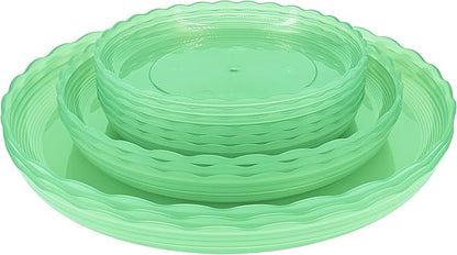 12Pcs Clear Plant Saucer, 6 8 10 Inch Durable Plastic Plant Tray, Round Plant Pot Saucers, Drip Tray for Indoor and Outdoor Garden, Green