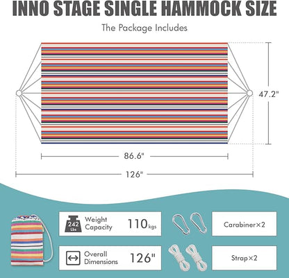 INNO STAGE Brazilian Hammock with Tree Straps - Cotton Hammocks Portable Hammock with Carry Bag for Backyard, Porch, Outdoor and Indoor Use Mixcolor