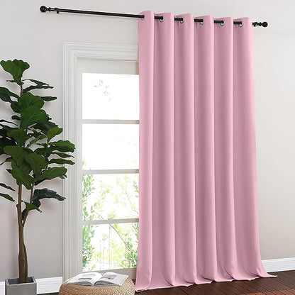 NICETOWN Blackout Room Divider Curtains for Sliding Glass Doors 102 Inches Long 1 Panel, Extra Wide Curtains for Doorway Patio Bedroom Living Room (Rouge Pink, 80Wx102L, 1 Panel)