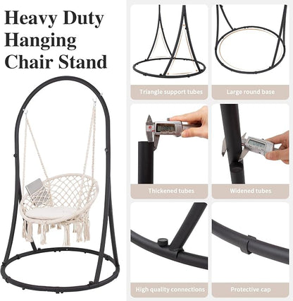 SUNCREAT Hammock Chair with Stand Included, Heavy Duty Hanging Chair with Stand - Image 4