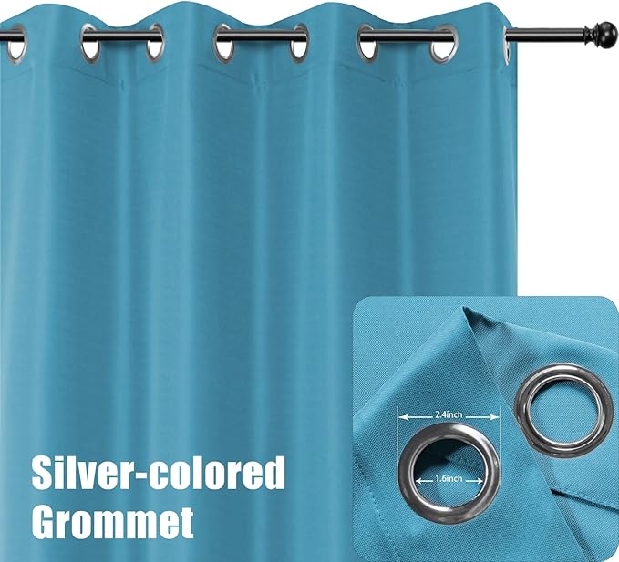 BONZER Outdoor Curtains for Patio Waterproof Thick Privacy Grommet Light Filtering Outside Curtains for Porch Pergola Gazebo Deck, 1 Panel, 54W x 95L inch, Teal