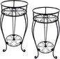 CASIMR 2 Tier Plant Stand, 2-Pack 28.1 inch Tall Metal Potted Holder Rack,Indoor Outdoor Multiple Flower Pot Shelf Rustproof Iron Garden Container for Garden Patio Living Room Corner Balcony, Black