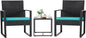 Flamaker Patio Set Outdoor Wicker Furniture, Modern Bistro Set with Rattan Chair and Coffee Table for Yard (Blue)