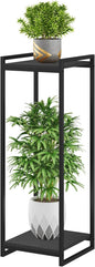 2-Tier Plant Stand Indoor, 34" Tall Modern Plant Shelf Corner Flower Pot Holder Organizer for Living Room Balcony Garden, Black