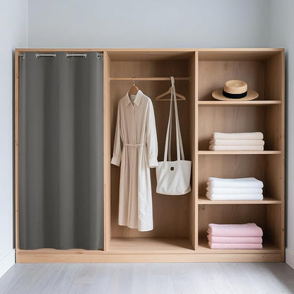 Joydeco Blackout Door Curtain for Doorway Privacy 78 Inches Long, Grommet Closet Curtain for Open Closet, Room Divider for Bedroom Living Room (Light Grey, 52Wx78L, 1 Panel)