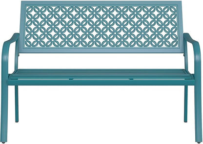 Grand patio 50" Outdoor Bench, Garden Benches with Anti-Rust Metal Powder Coated Frame, Patio Bench for Front Porch Park Outside Furniture Decor, Lake Shore