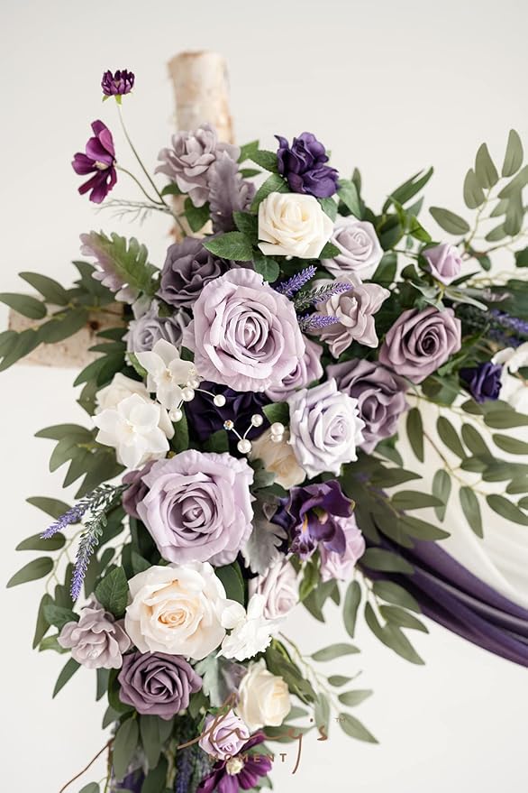 Artificial Flowers for Wedding Arch, Lilac Foam and Silk, 4-Piece Set