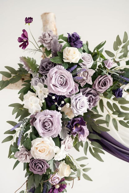 Artificial Flowers for Wedding Arch, Lilac Foam and Silk, 4-Piece Set