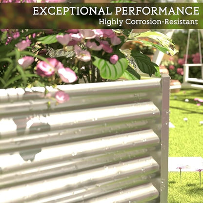 3 Pack 6x3FT Corrugated Galvanized Steel Raised Garden Bed Outdoor, Metal Above Ground Garden Bed for Vegetables and Flowers, Rectangle Raised Beds for Gardening
