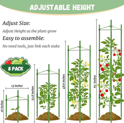 Legigo 8-Pack Tomato Cage for Garden Plant Support- Up to 48inch Garden Stakes Tomato Cage, Tomato Trellis for Potted Plants, Tomato Cages Plant Stakes for Climbing Vegetables Plants Flowers