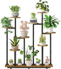 Plant Stand Indoor 9 Tier 11 Potted Multiple Flower Pot Holder for Patio Garden Balcony Living Room Corner (9 Tier Black+Rustic Brown)
