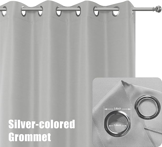 BONZER Waterproof Outdoor Curtains for Patio Porch Pergola Cabana Thick Privacy Extra Wide Grommet Indoor Curtains for Bedroom Living Room, 1 Panel, 150W x 95L inch, Silver