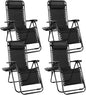 Sweetcrispy Zero Gravity Chairs, Set of 4 Portable Recliner Beach Camping Patio Outdoor Folding Lounge Chair with Cup Holder Trays and Adjustable Pillow for Poolside, Garden, Backyard, Lawn (Black)