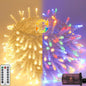Warm White to Multicolor Color Changing 200 LED 66FT Connectable Christmas String Lights for Outdoor Indoor, 11 Modes Christmas Tree Clear Wire Fairy Waterproof Lights with Memory & Remote & Timer