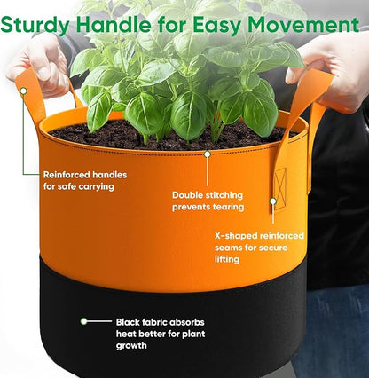 7-Gallon Grow Bags for Potato Planting: 6 Pack Heavy Duty 350G Thickened Tomato Planter Bags with Handles - Fabric Pots Felt Garden Bags for Growing Vegetable Fruit Flower Herb with 10 Plant Labels