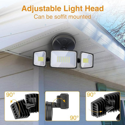 Onforu 2 Pack 75W Flood Lights Outdoor, 7000LM LED Flood Lighting Outdoor Switch Controlled, IP65 Waterproof Exterior Floodlight Fixture with 3 Adjustable Heads, 6500K Security Light for Garage Yard