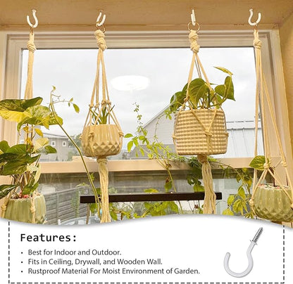 75 Pcs Ceiling Hooks for Hanging Plants, Cups, Utensils Vinyl Coated Screw-in Mug Hooks for Wooden and Drywall–Multi Size Sets (1/2 inch,5/8 inch,3/4 inch,7/8 inch,1 inch,1-1/4 inch)