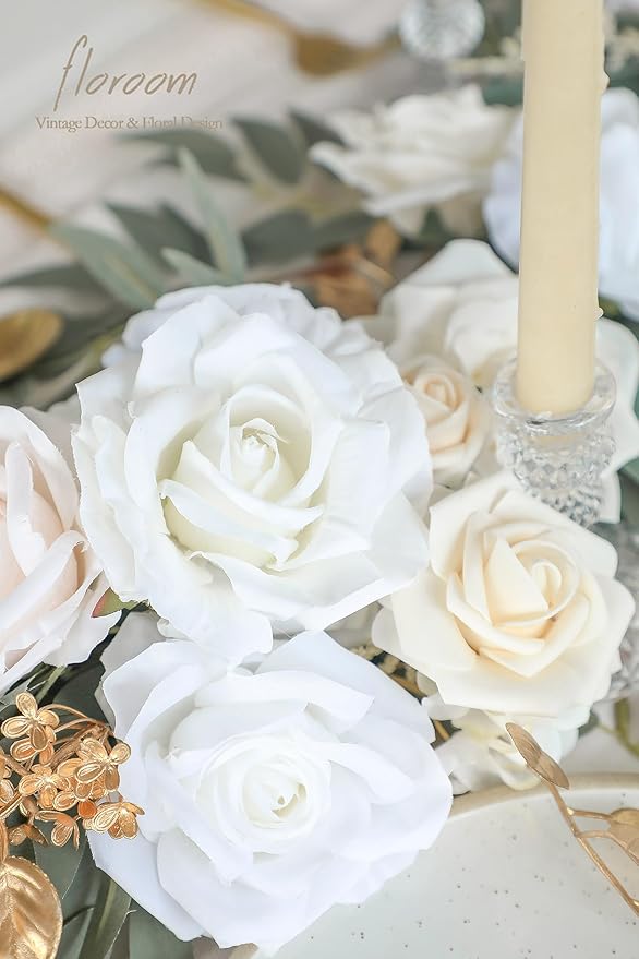 Artificial Greenery Eucalyptus Garland, 6 Ft Cream White Faux Silk Vine