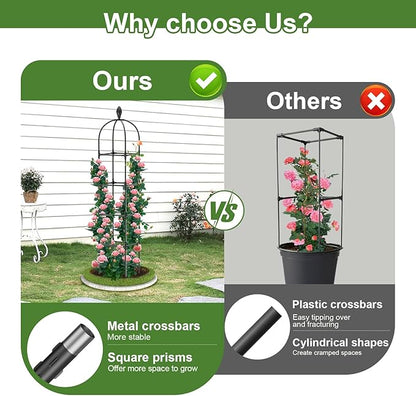 2 Pack Garden Obelisk Trellis, 70" Tall Plant Support for Climbing Vine, Metal Covered Plastic Coating Rustproof Heavy Duty Rose Trellis Indoor Outdoor(Black, 70 * 11.8 * 11.8IN（H*W*L）)