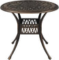 VINGLI 35.4' Dia Patio Dining Table with Umbrella Hole, Cast Aluminum Bistro Table for Outdoor Garden Use (35.4' Dia x 29.5' H)
