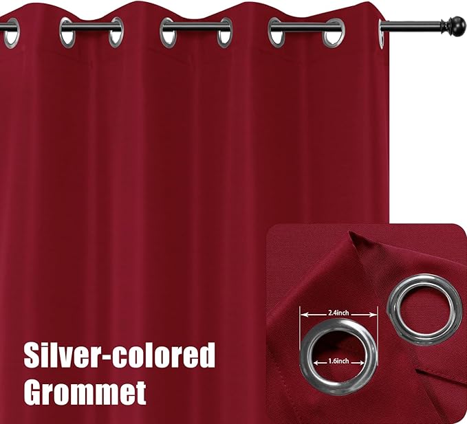 BONZER Waterproof Outdoor Curtains for Patio Porch Pergola Cabana Light Filtering Privacy Grommet Indoor Curtain Panels for Bedroom Living Room, 1 Panel, 54W x 120L inch, Red